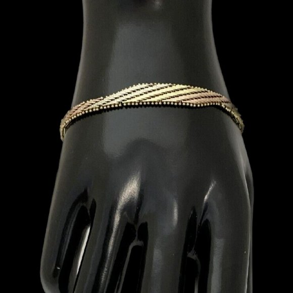 14k Gold 5mm Herringbone Bracelet 7 Inches Made in Italia